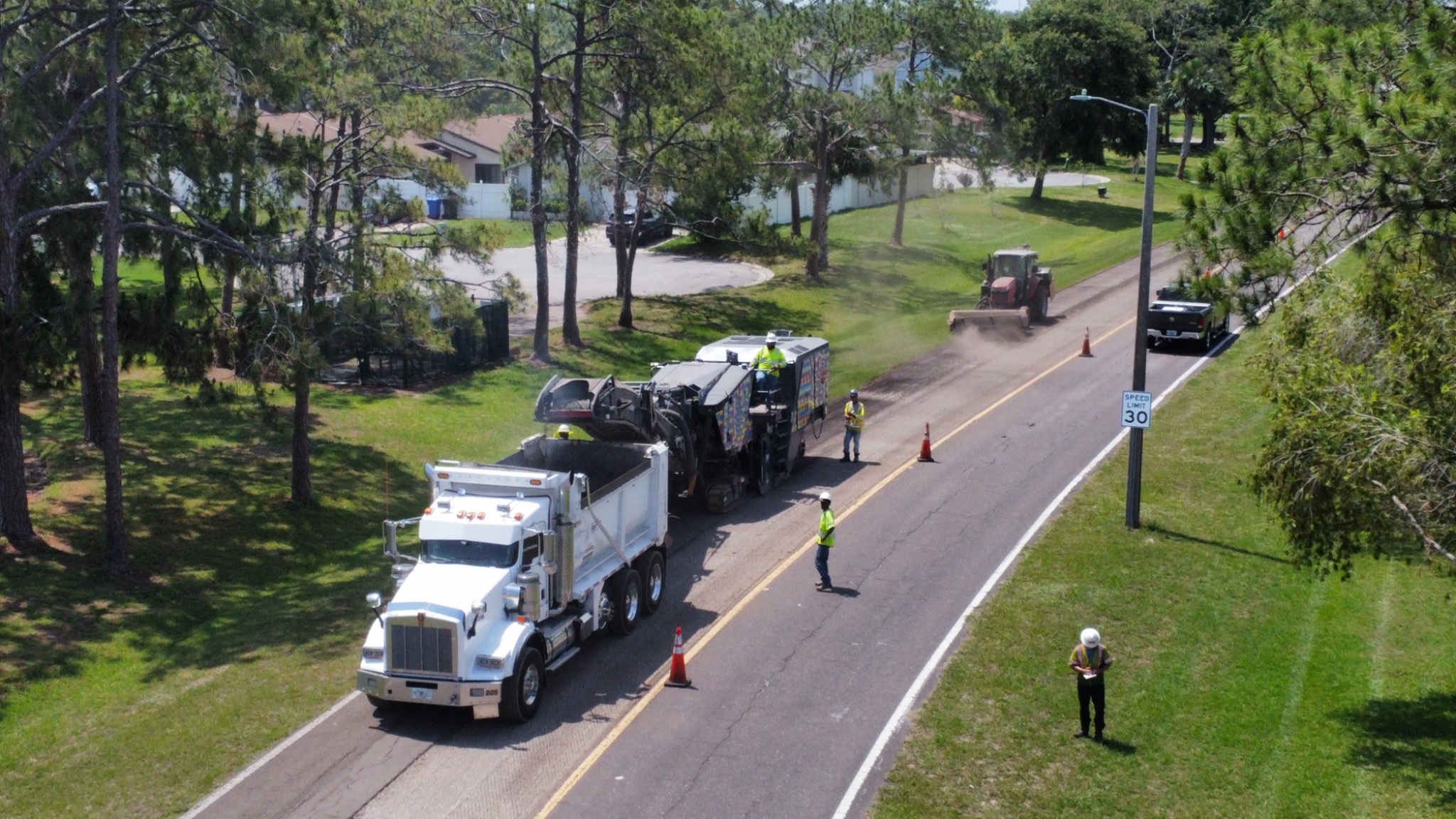 Milling crew working on roadway